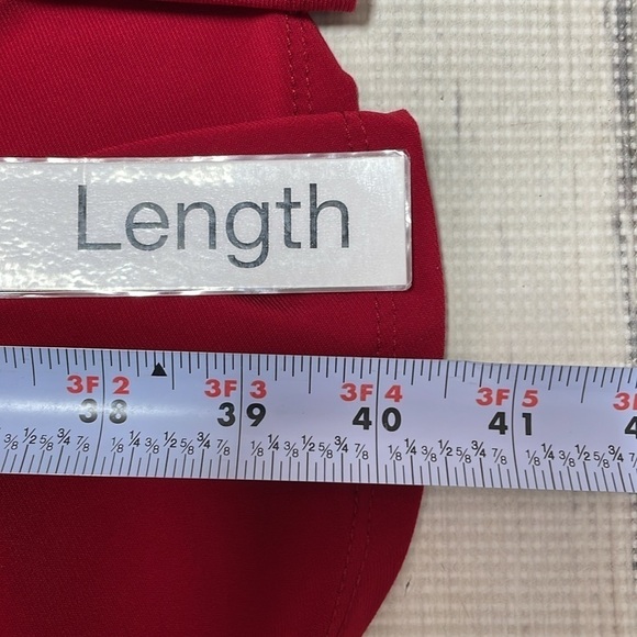 Evan-Picone Dress Women's 14 Red Long Sleeve A-Line Midi V-Neck Ruffles - Picture 15 of 16